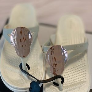 Crocks women white flip flops